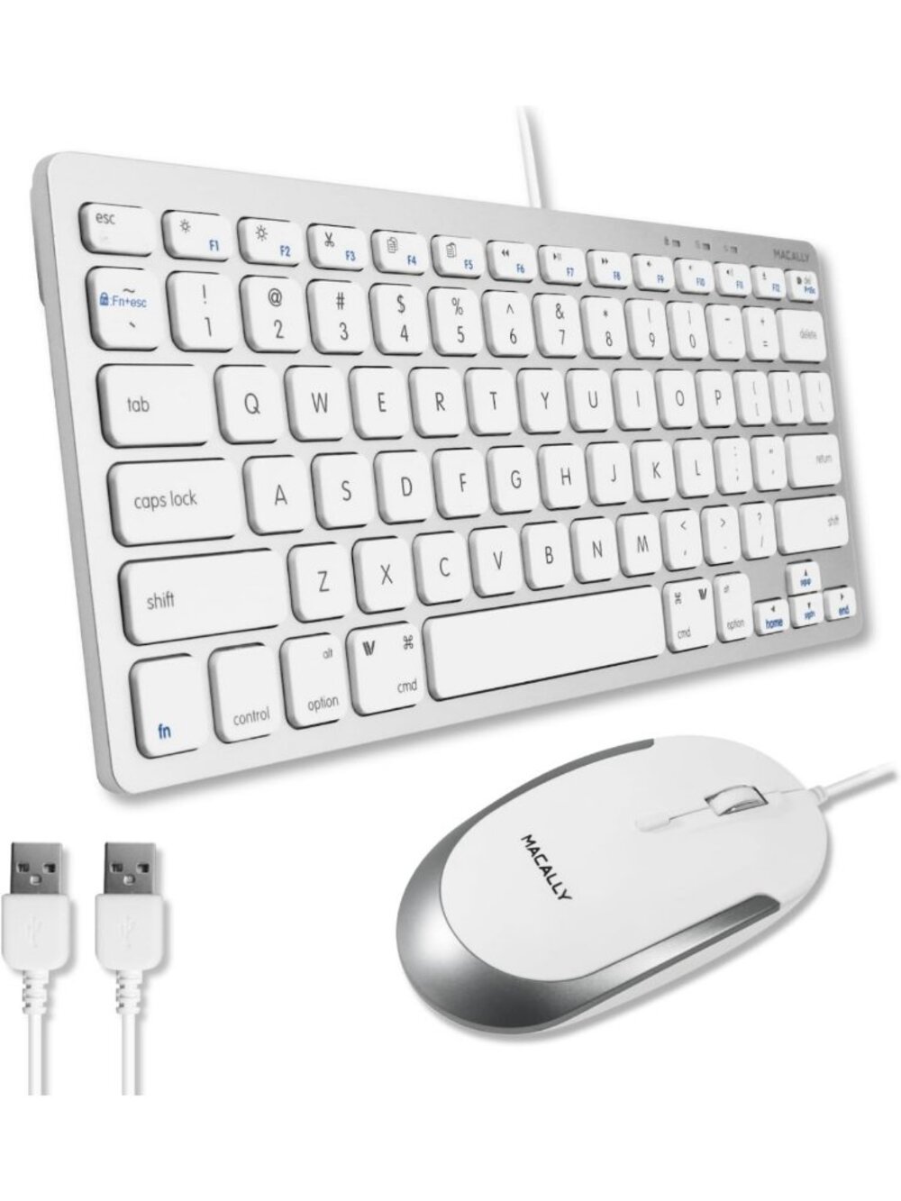 Compact USB Wired Keyboard & Mouse Combo for Mac & PC - Space-Saving Design